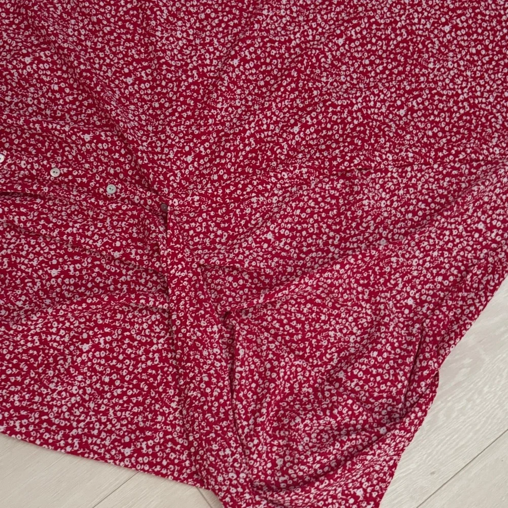 Kate And Lily Red White Floral Short Sleeve Midi Dress - Picture 8 of 9